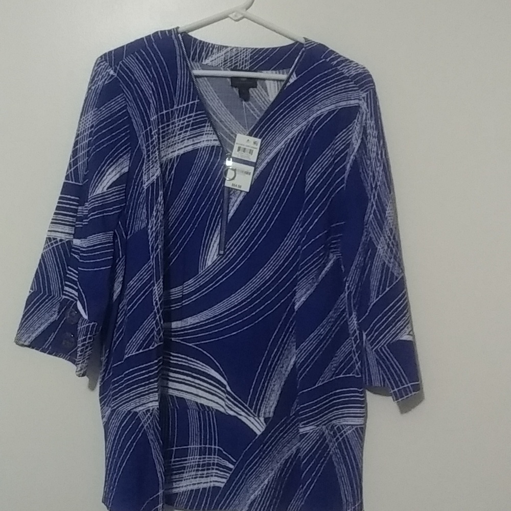 NWT ⚡ JM Collection Blouse Half Zip Dressy XL NEW!